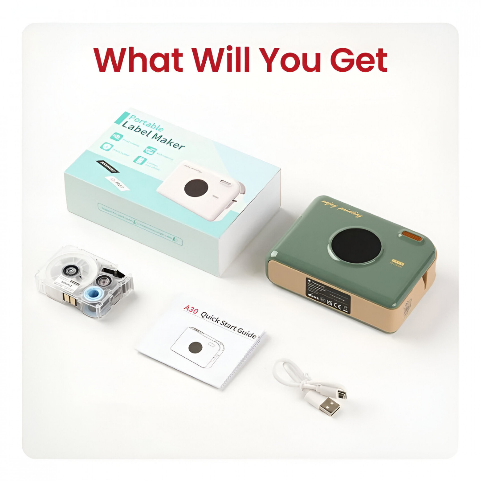 Карманный термопринтер Phomemo Ribbon Printer A30 Portable Home Label Maker